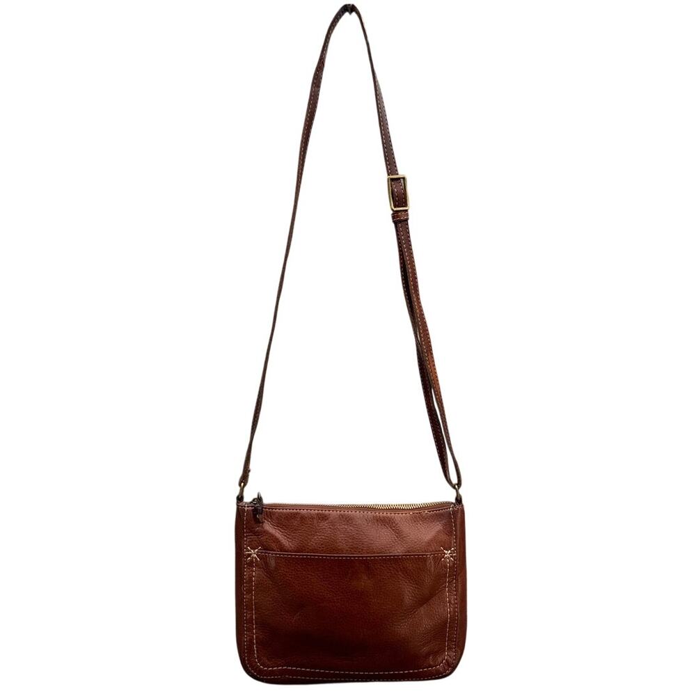 Margot Saddle Brown Pebbled Leather Western Crossbody Shoulder Bag